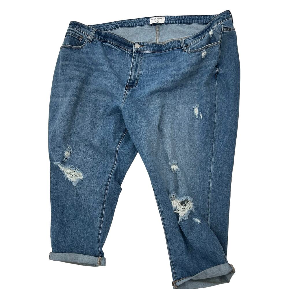 Lane Bryant Distressed Boyfriend Jeans Blue Denim Size 26P